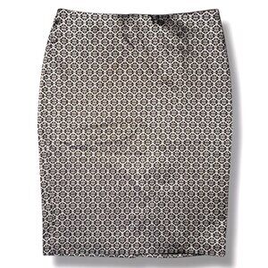 Ann Taylor Pencil Skirt Stretch Lined Black Gold Size 6